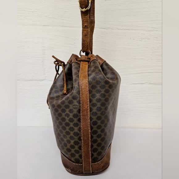 Celine Vintage Macadam Sac Seau Drawstring Bucket Bag in Canvas and Leather - Picture 7 of 16